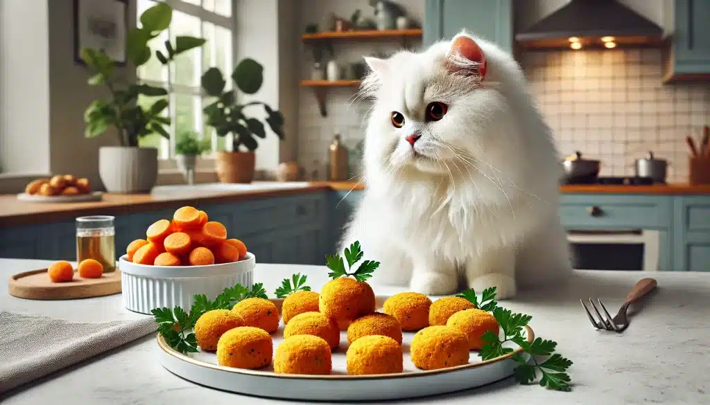croquetas caseras de salmón y camote para gato persa