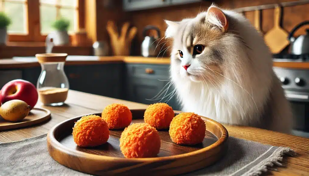 croquetas caseras de salmón y camote para gato persa