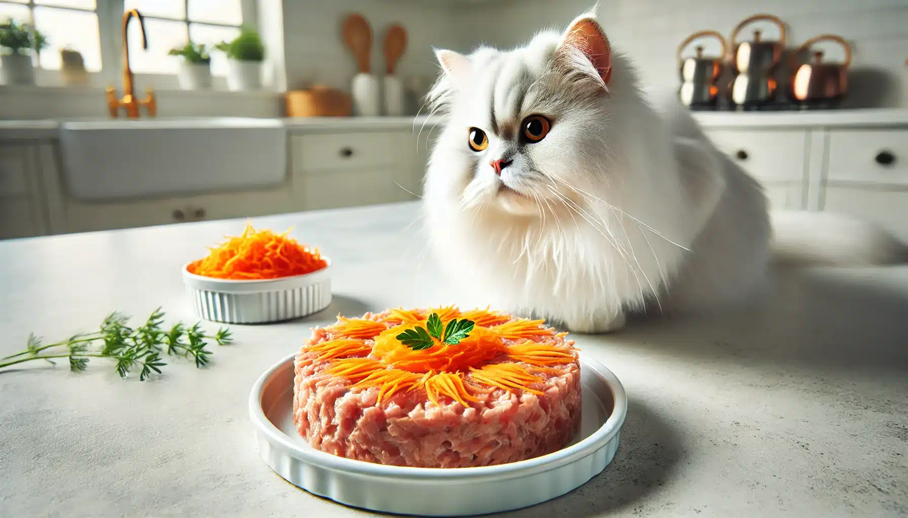 Tartar de atún fresco con zanahoria para un pelaje brillante