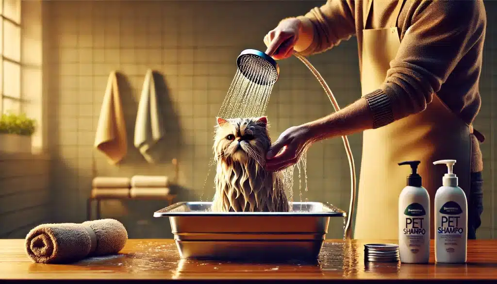 baño gato persa